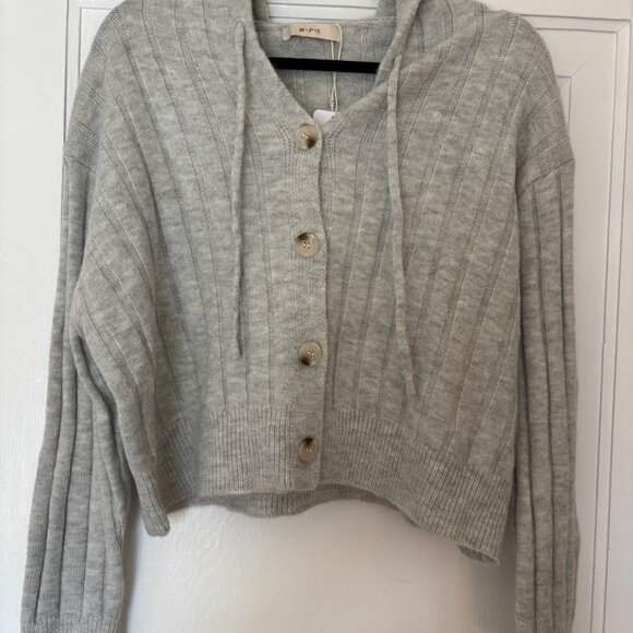 M+P+E Cropped Hooded Button-Up Cardigan — NWT - Picture 3 of 3